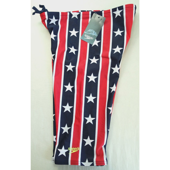 Speedo Men's Jammer Swimsuit 32 Red White Blue Star Lane ProLT Fabric MSRP$33 - Picture 3 of 8